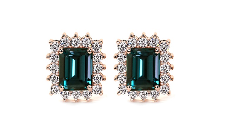Emerald Cut Alexandrite Studs Earrings