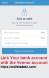 How do I link my bank account with the Venmo account?