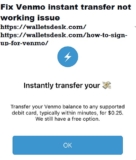 How to fix Venmo instant transfer not working issue?